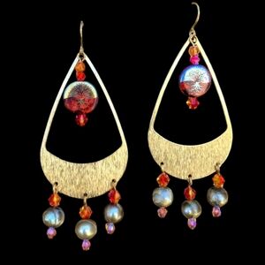 Gold and Rust Tree of Life Earrings